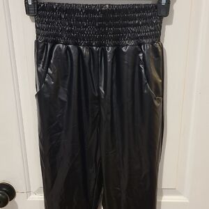 NWOT Black Baggy Vegan Leather Joggers